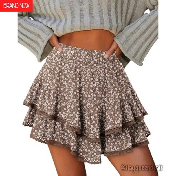 High Waisted Ruffle Skort Tennis Shorts Women's Athletic Summer Activewear - Picture 3 of 8